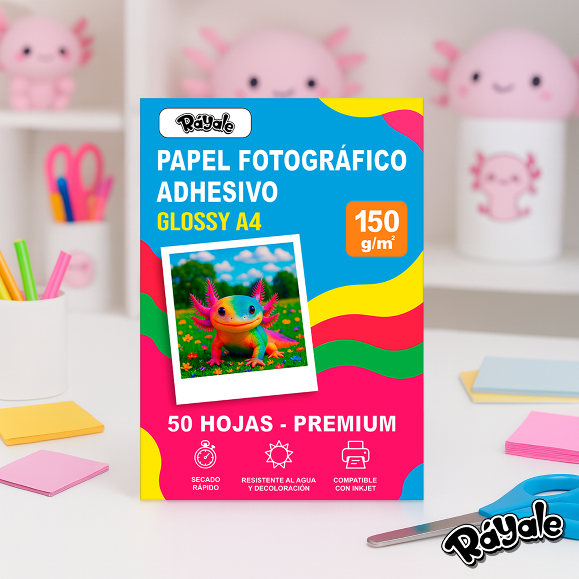 Papel fotográfico adhesivo glossy A4 150gr (50 hojas)