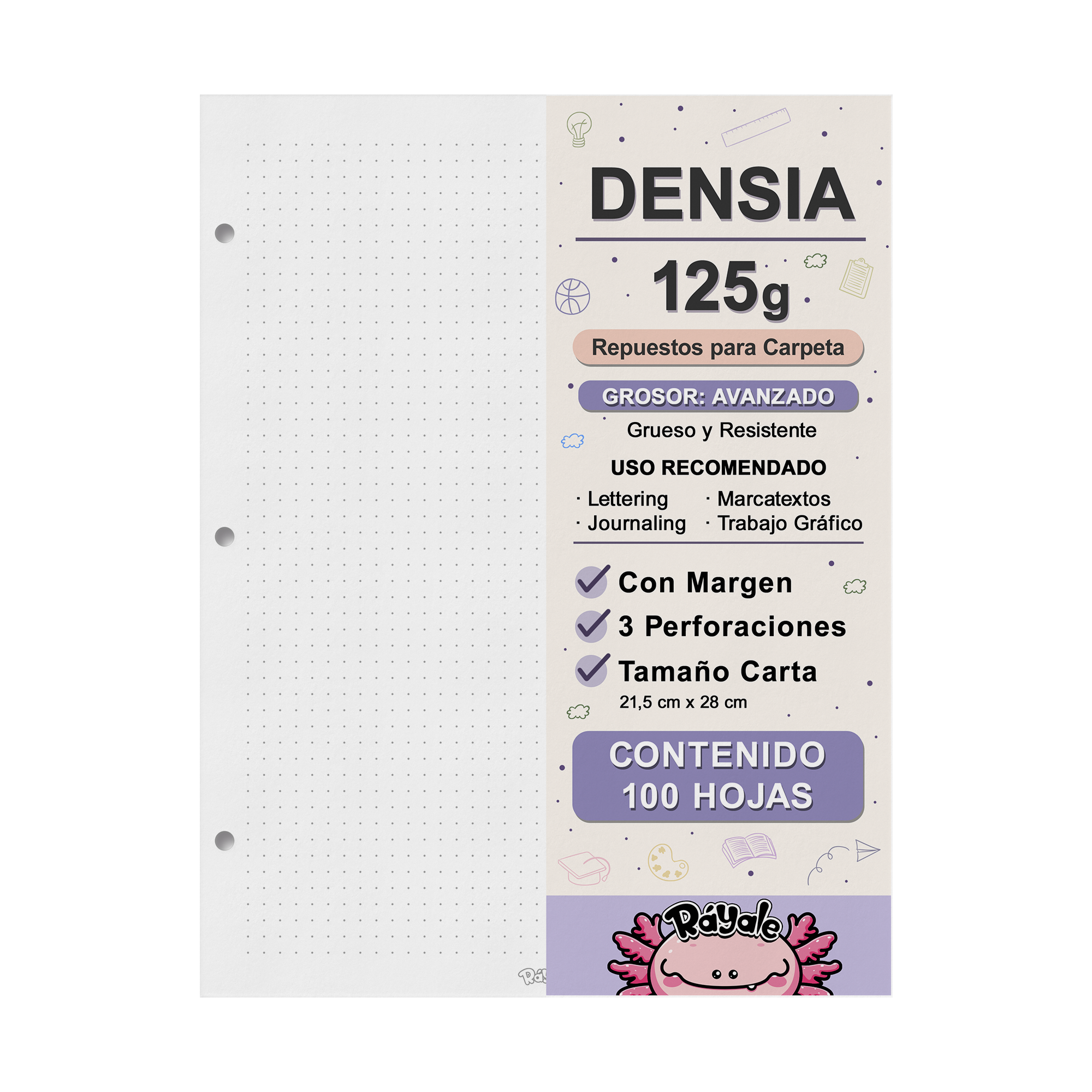100 Hojas Densia 125g Con Margen Carta