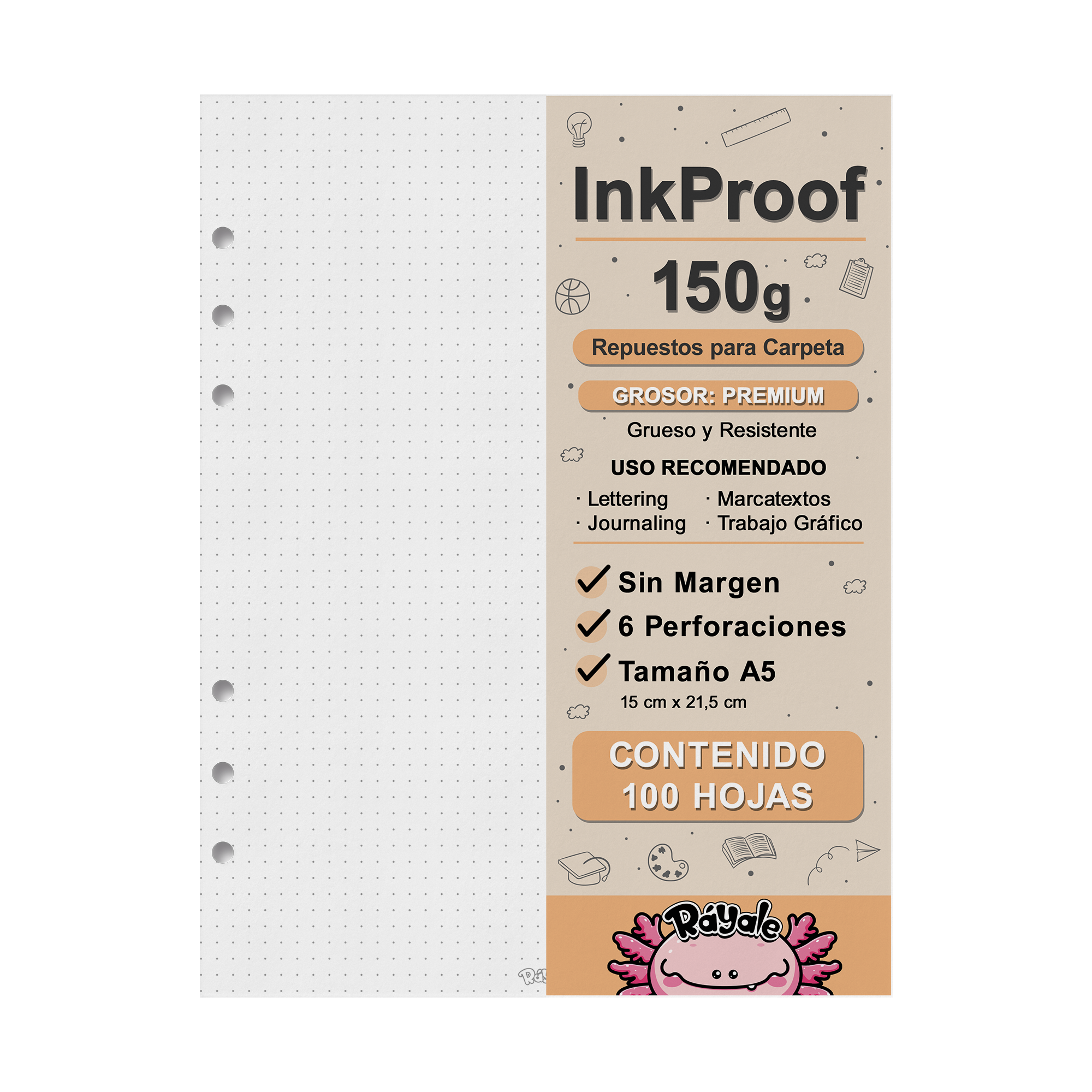 100 Hojas Inkproof 150g Sin Margen A5