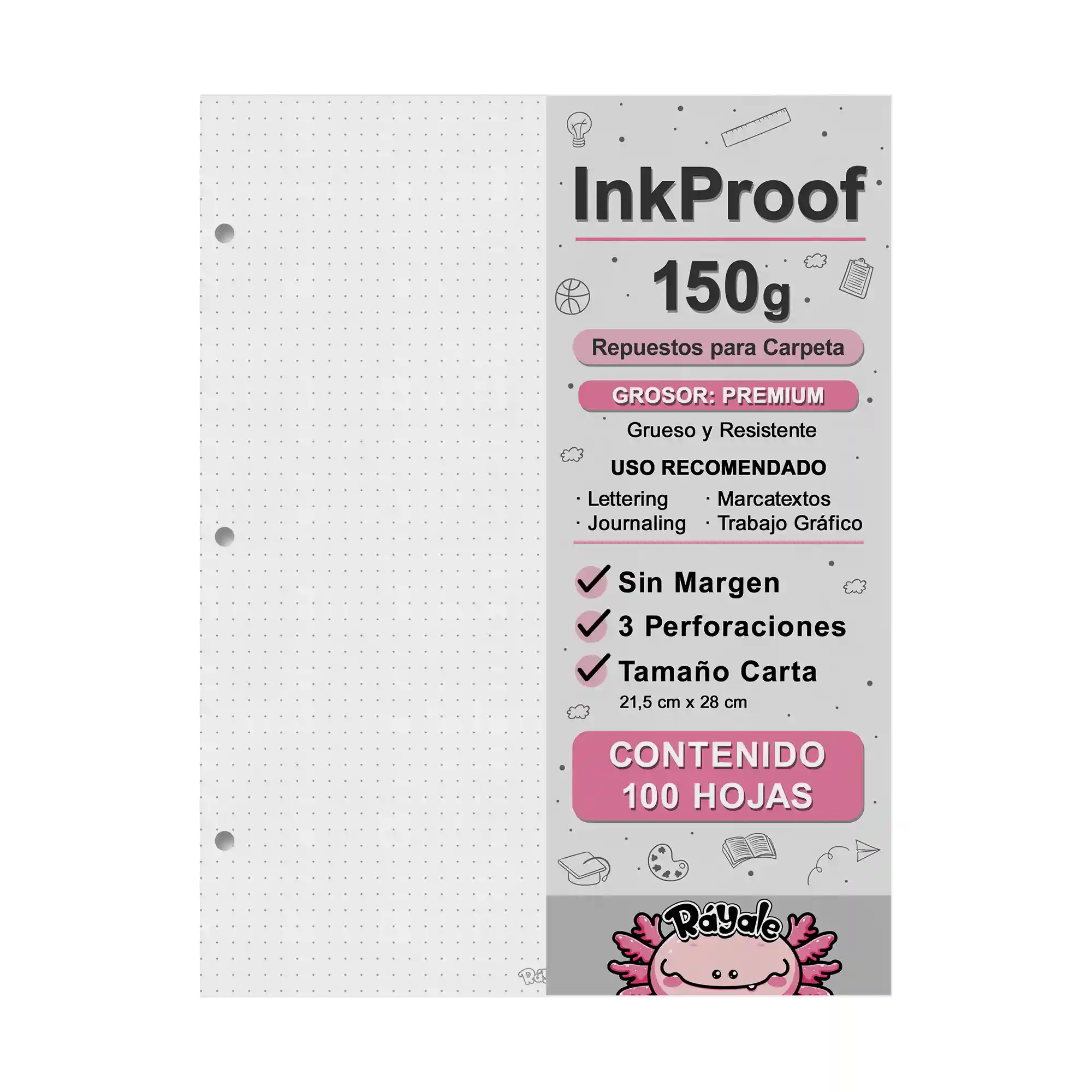 100 Hojas Inkproof 150g Sin Margen Carta