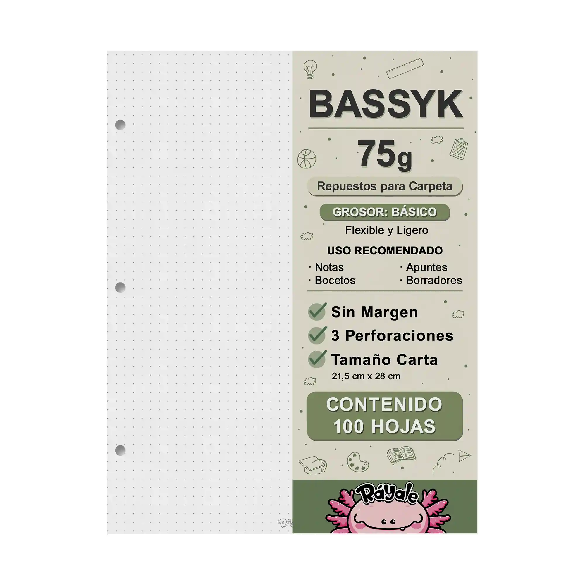 100 Hojas Bassyk 75g Sin Margen Carta